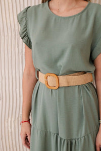 Dress with frills 5997 / – Khaki || Light цвет / color | Lexline Fashion