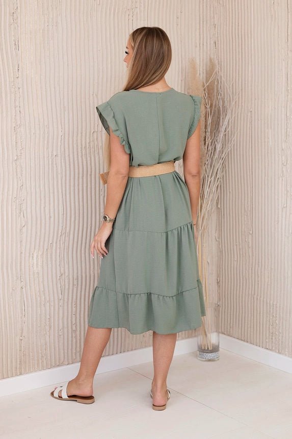 Dress with frills 5997 / – Khaki || Light цвет / color | Lexline Fashion