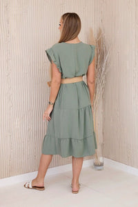 Dress with frills 5997 / – Khaki || Light цвет / color | Lexline Fashion