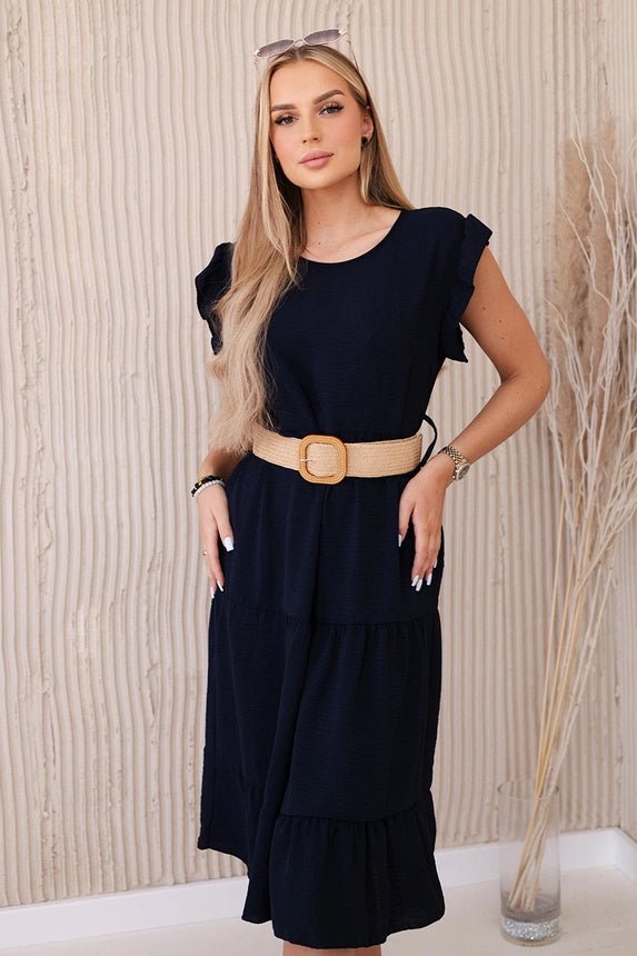 Dress with frills 5997 / – Navy blue цвет / color | Lexline Fashion