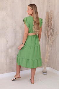 Dress with frills 5997 / – Olive цвет / color | Lexline Fashion