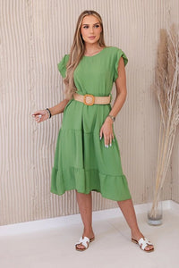 Dress with frills 5997 / – Olive цвет / color | Lexline Fashion