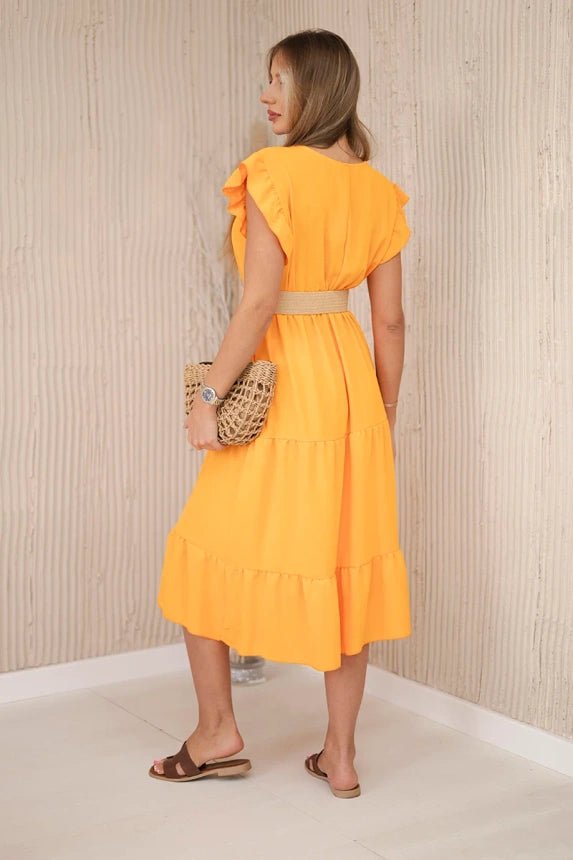 Dress with frills 5997 / – Orange цвет / color | Lexline Fashion