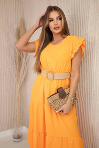 Dress with frills 5997 / – Orange цвет / color | Lexline Fashion