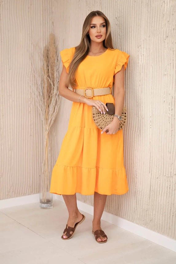 Dress with frills 5997 / – Orange цвет / color | Lexline Fashion