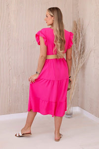 Dress with frills 5997 / – Pink цвет / color | Lexline Fashion