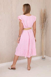 Dress with frills 5997 / – Pink || Light цвет / color | Lexline Fashion