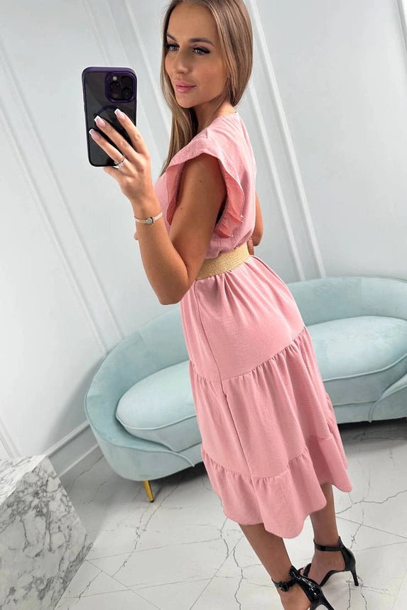 Dress with frills 5997 / – Powder цвет / color | Lexline Fashion