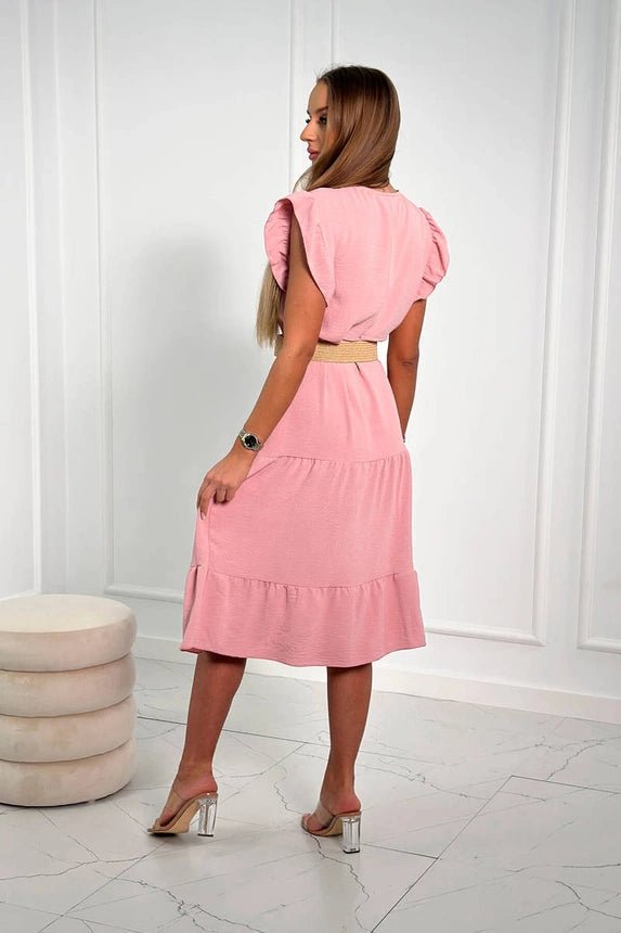 Dress with frills 5997 / – Powder цвет / color | Lexline Fashion
