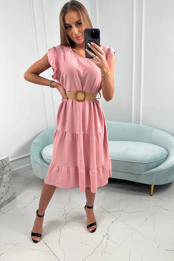 Dress with frills 5997 / – Powder цвет / color | Lexline Fashion