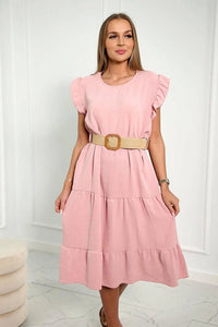 Dress with frills 5997 / – Powder цвет / color | Lexline Fashion