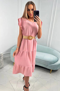 Dress with frills 5997 / – Powder цвет / color | Lexline Fashion