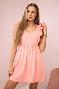 Dress with frills on the sides 9082 / – Apricot цвет / color | Lexline Fashion