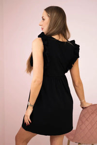 Dress with frills on the sides 9082 / – Black цвет / color | Lexline Fashion