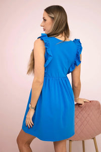 Dress with frills on the sides 9082 / – Blue cornflower цвет / color | Lexline Fashion