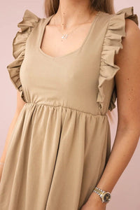 Dress with frills on the sides 9082 / – Camel цвет / color | Lexline Fashion