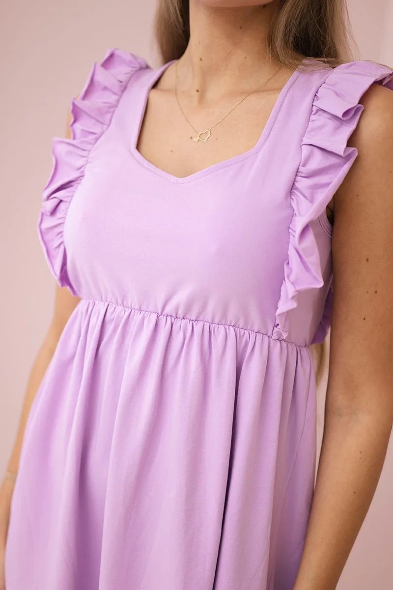 Dress with frills on the sides 9082 / – Purple цвет / color | Lexline Fashion