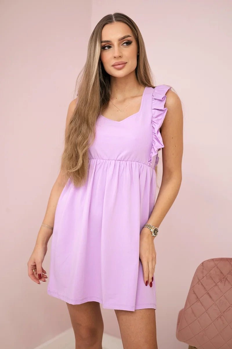 Dress with frills on the sides 9082 / – Purple цвет / color | Lexline Fashion