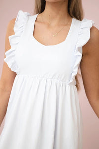 Dress with frills on the sides 9082 / – White цвет / color | Lexline Fashion