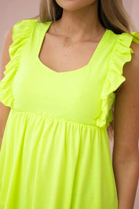 Dress with frills on the sides 9082 / – Yellow || Neon цвет / color | Lexline Fashion