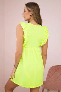 Dress with frills on the sides 9082 / – Yellow || Neon цвет / color | Lexline Fashion