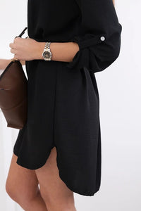 Dress with longer back and belt 59100 - 24 / – Black цвет / color | Lexline Fashion