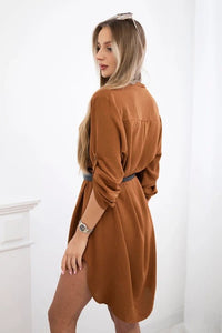 Dress with longer back and belt 59100 - 24 / – Camel цвет / color | Lexline Fashion
