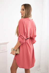 Dress with longer back and belt 59100 - 24 / – Dark || pink цвет / color | Lexline Fashion