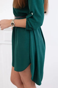 Dress with longer back and belt 59100 - 24 / – Green || Dark цвет / color | Lexline Fashion