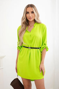 Dress with longer back and belt 59100 - 24 / – Green || Light цвет / color | Lexline Fashion