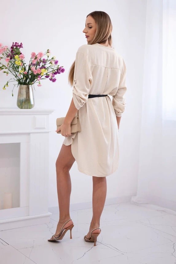 Dress with longer back and belt 59100 - 24 / – Light || Beige цвет / color | Lexline Fashion