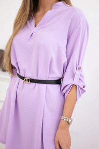 Dress with longer back and belt 59100 - 24 / – Light || Purple цвет / color | Lexline Fashion