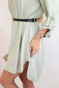 Dress with longer back and belt 59100 - 24 / – Mint || Dark цвет / color | Lexline Fashion