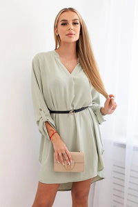 Dress with longer back and belt 59100 - 24 / – Mint || Dark цвет / color | Lexline Fashion