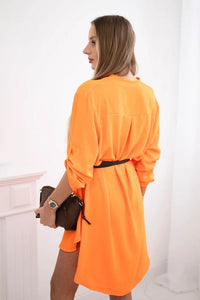 Dress with longer back and belt 59100 - 24 / – Orange цвет / color | Lexline Fashion