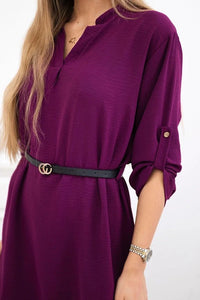 Dress with longer back and belt 59100 - 24 / – Plum цвет / color | Lexline Fashion