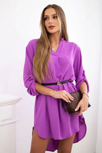 Dress with longer back and belt 59100 - 24 / – Purple цвет / color | Lexline Fashion