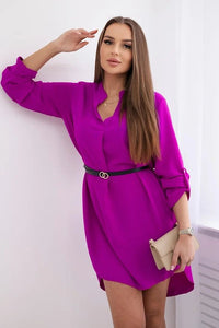 Dress with longer back and belt 59100 - 24 / – Purple || Dark цвет / color | Lexline Fashion