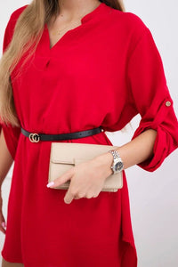 Dress with longer back and belt 59100 - 24 / – Red цвет / color | Lexline Fashion