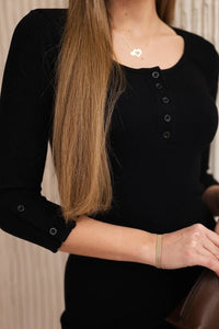 Dress with neckline with buttons 8972 / – Black цвет / color | Lexline Fashion