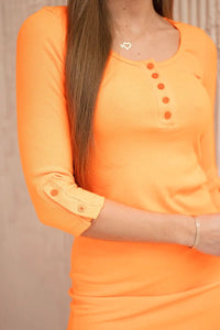Dress with neckline with buttons 8972 / – Orange || Neon цвет / color | Lexline Fashion