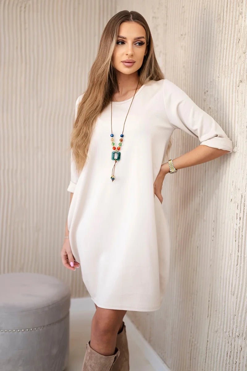 Dress with pendant A2530 / – Beige цвет / color | Lexline Fashion