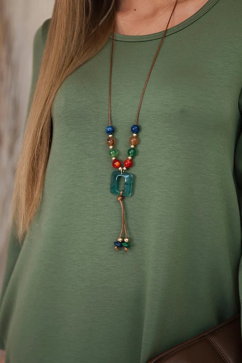Dress with pendant A2530 / – Khaki цвет / color | Lexline Fashion