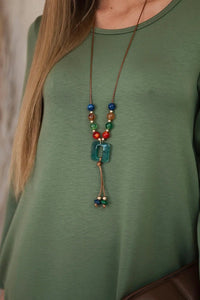 Dress with pendant A2530 / – Khaki цвет / color | Lexline Fashion