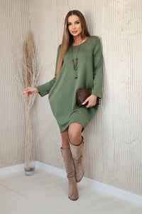 Dress with pendant A2530 / – Khaki цвет / color | Lexline Fashion