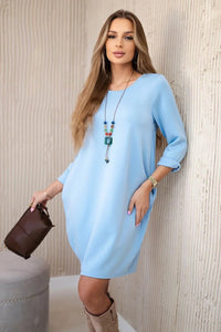 Dress with pendant A2530 / – Light | Blue цвет / color | Lexline Fashion