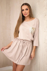 Dress with pocket 9004 / – Beige цвет / color | Lexline Fashion