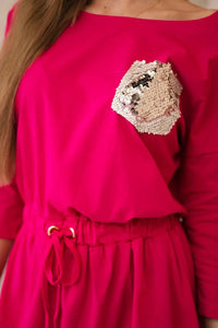 Dress with pocket 9004 / – Fuchsia цвет / color | Lexline Fashion