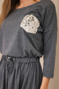 Dress with pocket 9004 / – Graphite цвет / color | Lexline Fashion