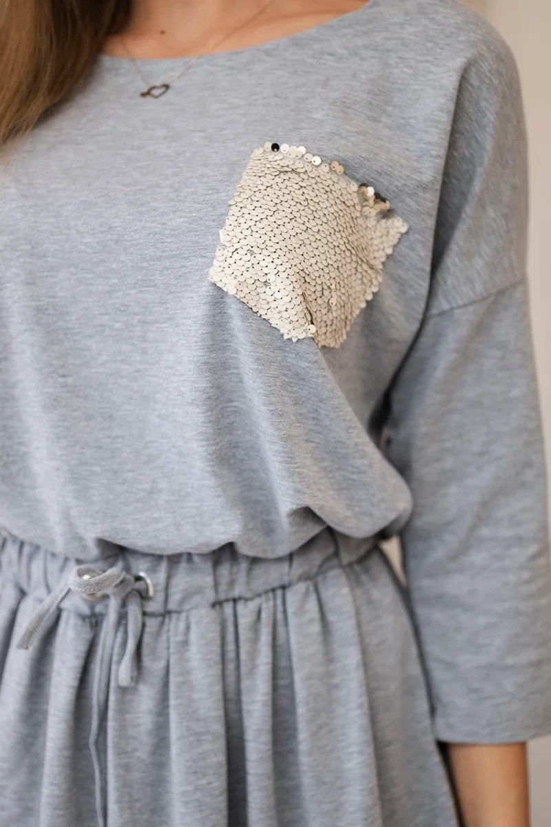 Dress with pocket 9004 / – Gray цвет / color | Lexline Fashion